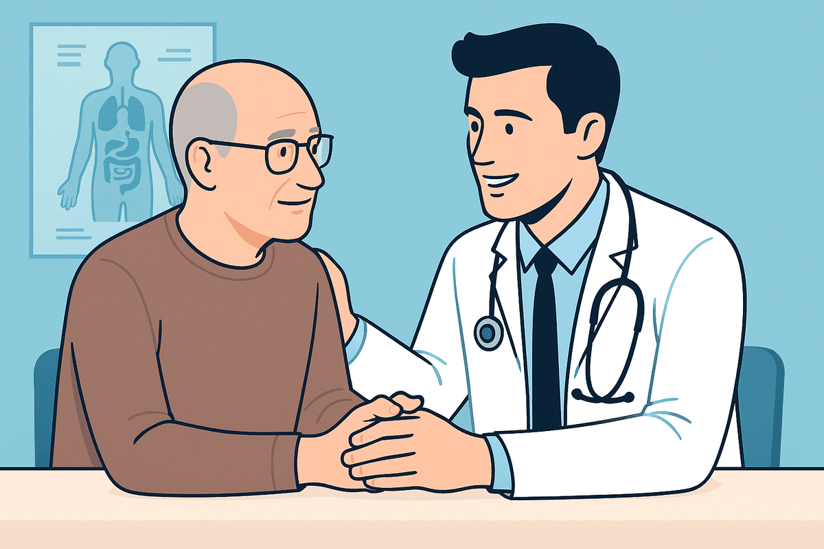 Vertrauensvolles Gespräch zwischen Arzt und Patient