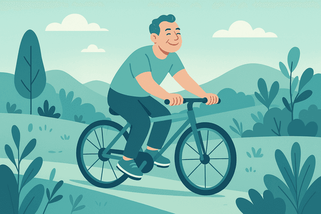 Illustration eines Mannes beim Radfahren – Bewegung für die Prostata-Gesundheit